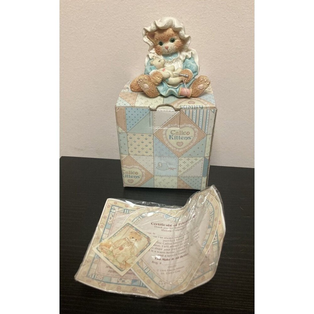 Calico Kittens “You Make It All Better” #102202 Figurine 1994 Vintage Enesco